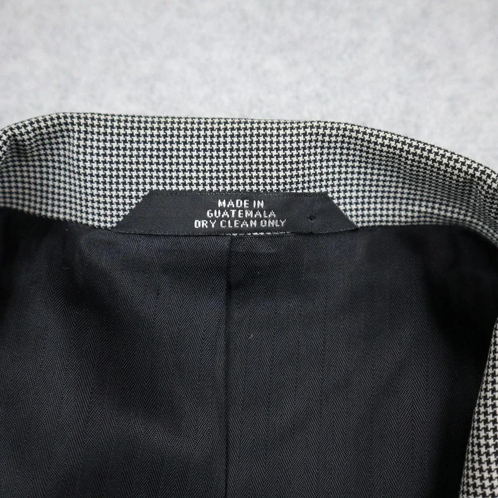 Haggar Black Label Blazer Mens 42 R Grey Houndstooth Worsted Wool Blend 2-Button